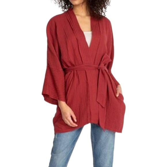 JOHNNY WAS CALME Cotton Gauge Short Kimono Cardigan M/L - Picture 2 of 8